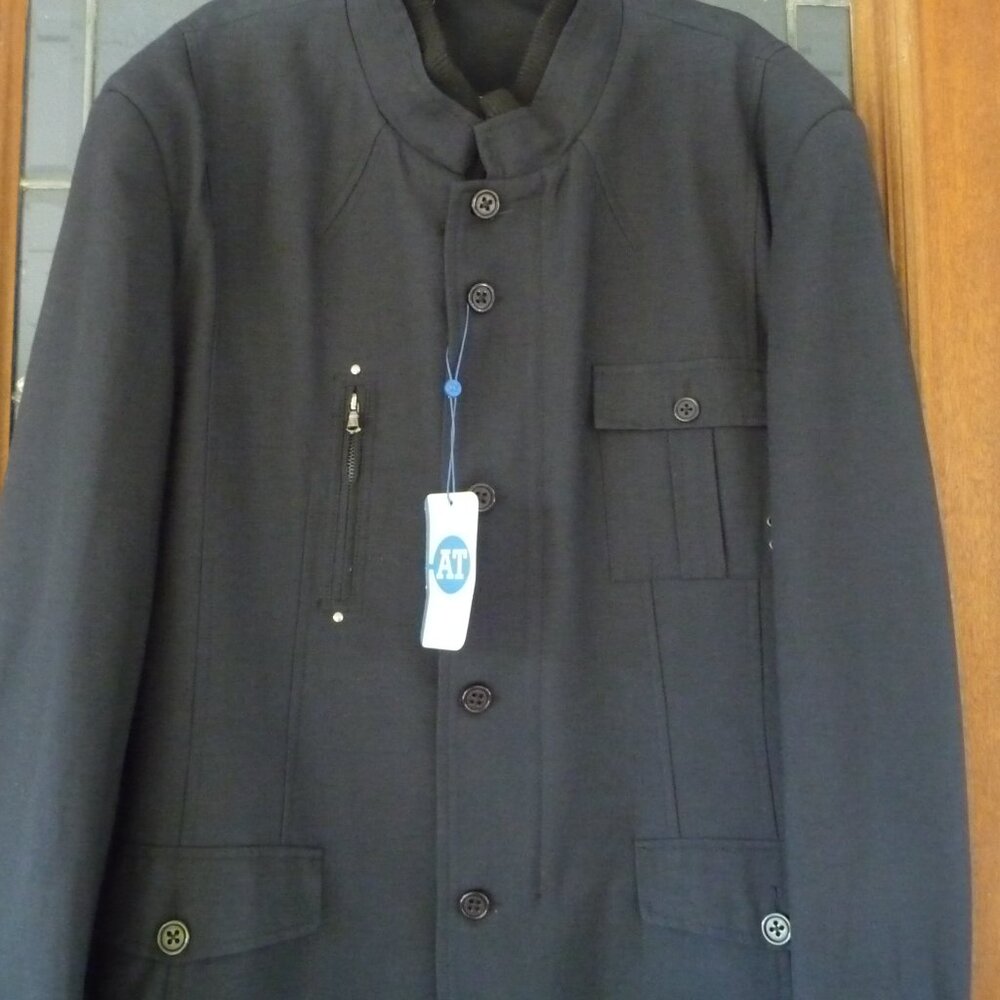 BLACK UTILITY CARGO COAT LONG JACKET 52R - Picture 5 of 13